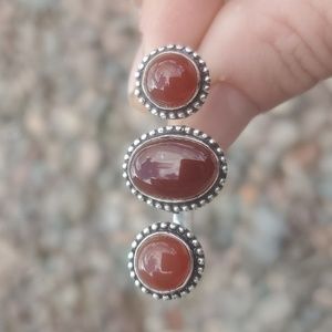 New Carnelian Adjustable 925 Silver Knuckle Ring.